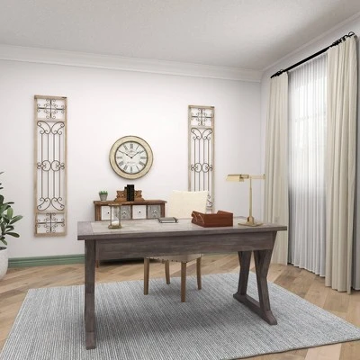 Wood Scroll Distressed Door Inspired Ornamental Wall Decor With Metal Wire Details Gray - Olivia & May 11 Wood Scroll Distressed Door Inspired Ornamental Wall Decor With Metal Wire Details Gray - Olivia & May - Image 9