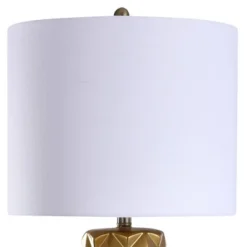Zara Contemporary Ceramic Table Lamp With Clear Acrylic Base And Kelowna Shade Gold/White - StyleCraft