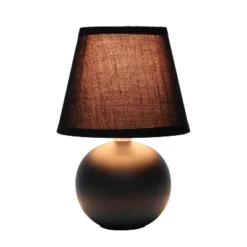 8.66" Petite Ceramic Orb Base Bedside Table Desk Lamp With Matching Tapered Drum Fabric Shade Black - Creekwood Home -Adesso Store GUEST 3546dff2 b455 4a74 aa78 e905f51a7cb4