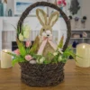 National Tree Company Woven Basket With Bunny Table Decoration, Woven Branch Base, Decorated With Fern Fronds, Tulips, Easter Collection, 17 Inches -Adesso Store GUEST 35ad3f0c 22c3 4053 8bed b0eab8fe629c