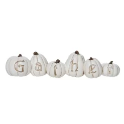 Transpac Resin 10.5 In. White Harvest Gather Pumpkins Decor