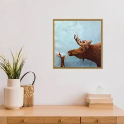 16" X 16" Moose And Rabbit By Lucia Stewart Framed Canvas Wall Art - Amanti Art -Adesso Store GUEST 37f0c805 fe0e 45f9 9ccf 9522aed26910