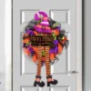 Barton Witch Halloween Wreath Witch Legs Decoration For Front Door, Hanging Welcome Sign Halloween Decorations