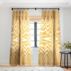 Little Dean Yellow Mustard Boho Stripe Single Panel Sheer Window Curtain - Deny Designs -Adesso Store GUEST 38fc7fbc 4e63 4c9a 9ca5 919fc1c70b2e