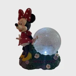Disney 10.63" Fiberglass/Polyester Minnie Solar Garden Statue With Crackle Glass Ball