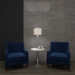 Glass Table Lamp With Drum Shade Silver - Olivia & May -Adesso Store GUEST 3b86d243 1208 4849 8a95 ba19d5888157