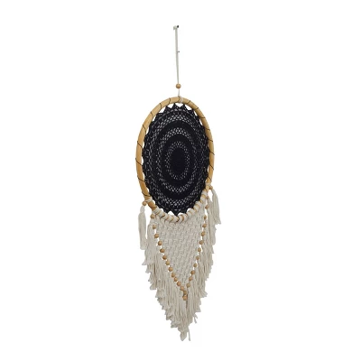 42" X 16" Cotton Macrame Handmade Intricately Woven Dreamcatcher Wall Decor With Beaded Fringe Tassels Black - Olivia & May 4 42" X 16" Cotton Macrame Handmade Intricately Woven Dreamcatcher Wall Decor With Beaded Fringe Tassels Black - Olivia & May - Image 2