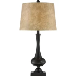 Franklin Iron Works Ross Rustic Farmhouse Table Lamps 27" Tall Set Of 2 Bronze With USB Charging Port Faux Leather Drum Shade For Living Room Desk -Adesso Store GUEST 3ccbb142 9a46 4318 9470 834bc7273bd2