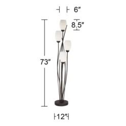 Franklin Iron Works Modern Floor Lamp 4-Light Tree 73" Tall Ginger Black Tulip White Cased Glass Shades For Living Room Bedroom Uplight -Adesso Store GUEST 3d1ce216 5a3f 4640 90c8 f8dbed035ff3