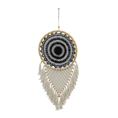 42" X 16" Cotton Macrame Handmade Intricately Woven Dreamcatcher Wall Decor With Beaded Fringe Tassels Black - Olivia & May 3 42" X 16" Cotton Macrame Handmade Intricately Woven Dreamcatcher Wall Decor With Beaded Fringe Tassels Black - Olivia & May