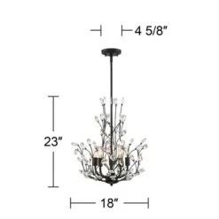 Regency Hill Aurine Matte Black Pendant Chandelier 18" Wide Modern Clear Crystal Glass Leaf 5-Light Fixture For Dining Room Foyer House Kitchen Island -Adesso Store GUEST 3da0b87a e555 4f4a 93e3 155bc57be3cf