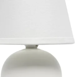 8.66" Petite Ceramic Orb Base Bedside Table Desk Lamp With Matching Tapered Drum Fabric Shade Off-White - Creekwood Home -Adesso Store GUEST 3de200fa ed10 484d 9602 931bba947da5