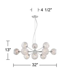 Possini Euro Design Wired Chrome Chandelier Lighting 32" Wide Modern Sputnik Art Glass 12-Light Fixture For Dining Room House Foyer Kitchen Island -Adesso Store GUEST 3e4511b2 ff9f 4a25 8034 0fa6dd553f11