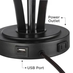 360 Lighting Heather Modern Accent Table Lamps Set Of 2 With Round Risers 22 1/2" High Iron USB And AC Power Outlet In Base Off White Glass For Desk -Adesso Store GUEST 3f7aaec5 d80e 48c4 ab27 797cfc5d55bd