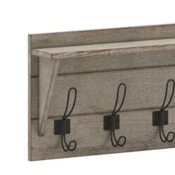 Emma And Oliver Rustic Wall Hanging Storage Rack With 5 Hooks For Entryway, Kitchen, Bathroom And More -Adesso Store GUEST 3f93f693 e1ae 483b b058 62edcc8fbc65