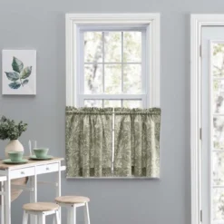 Ellis Curtain Lexington Leaf Pattern On Colored Ground Curtain Tiers Sage -Adesso Store GUEST 3fe8d919 05be 4edc 8be0 39b54963e252