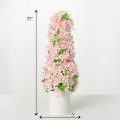 Sullivans Artificial Pink Blossom Cone Tree 27"H Pink Flowers -Adesso Store GUEST 437ce44e 319a 4830 ab6c faa9edc8c8dc