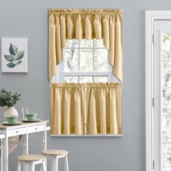 Ellis Curtain Lisa Solid Color Poly Cotton Duck Fabric Tailored Tier Butter -Adesso Store GUEST 43fa668f 1573 4c62 b18f fd84445eec81