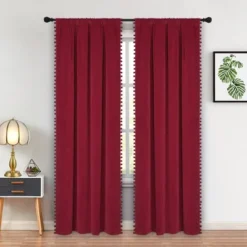 Trinity Velvet Curtains Heavy-Duty Room Darkening Thermal Insulated Home Decor Tasseled Window Treatment Set Panels, 2 Panels -Adesso Store GUEST 445e63c6 da05 4eb0 8ba3 2de88981264e