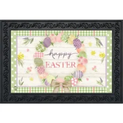 Briarwood Lane Easter Egg Wreath Holiday Doormat Patterned Farmhouse Indoor Outdoor 30" X 18"