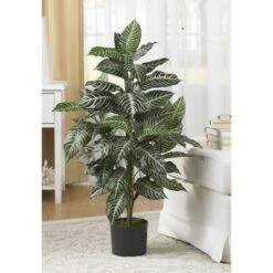 36" X 20" Artificial Zebra Silk Plant In Wicker Pot - Nearly Natural -Adesso Store GUEST 478c25d3 4df2 4c9b 822f 27370ee3eacb