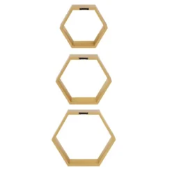 3pc Putnam Hexagon Wood Shelf Set Gold - Kate & Laurel All Things Decor -Adesso Store GUEST 48729ae4 ca3f 4899 9f32 a9c8b44cc0cb