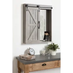 Decorative Wood Wall Storage Cabinet With Vanity Mirror Rustic Gray - Kate & Laurel All Things Decor -Adesso Store GUEST 48ec0754 2812 44d2 b121 240142e00282