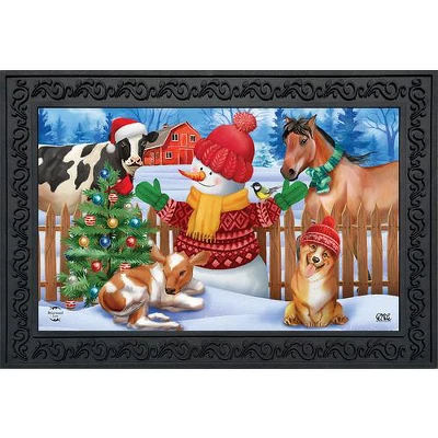 Barnyard Snowman Christmas Doormat Dog Horse Cow Calf 30" X 18" Briarwood Lane 3 Barnyard Snowman Christmas Doormat Dog Horse Cow Calf 30" X 18" Briarwood Lane