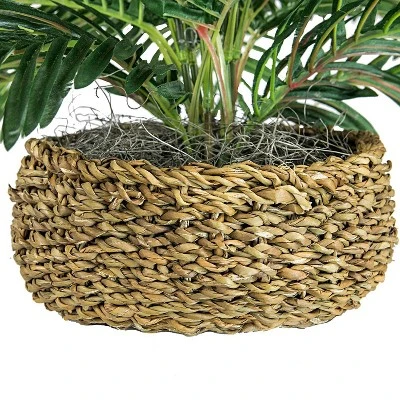 14" X 15" Artificial Palm Plant In Low Basket - LCG Florals 4 14" X 15" Artificial Palm Plant In Low Basket - LCG Florals - Image 2