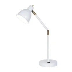 23" Mid-Century Antique Brass Adjustable Metal Table Lamp With Power Outlet Bulb White (Includes LED Light Bulb) - Cresswell Lighting -Adesso Store GUEST 4a0db324 7678 4be4 8e8d 1bde9bad4486