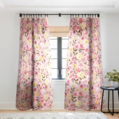 Ninola Design Fresh Flowers Pink Single Panel Sheer Window Curtain - Deny Designs -Adesso Store GUEST 4a86e6ab 9572 438b a5c9 089b84c0220f