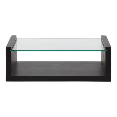 18" X 6" Holt Wood/Glass Decorative Wall Shelf Black - Kate & Laurel All Things Decor 4 18" X 6" Holt Wood/Glass Decorative Wall Shelf Black - Kate & Laurel All Things Decor - Image 2