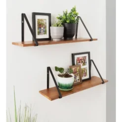 27" X 8.3" 2pc Solomon Wooden Shelf Set Brown/Black - Kate & Laurel All Things Home -Adesso Store GUEST 4befc13e 9c5e 4622 a454 9a908ebb1dfa