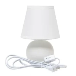 8.66" Petite Ceramic Orb Base Bedside Table Desk Lamp With Matching Tapered Drum Fabric Shade Off-White - Creekwood Home -Adesso Store GUEST 4c2ec442 aafd 4895 b017 69eb90316416