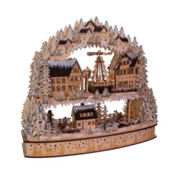 Kurt Adler 16" Battery-Operated Light-Up Wooden Village With Motion