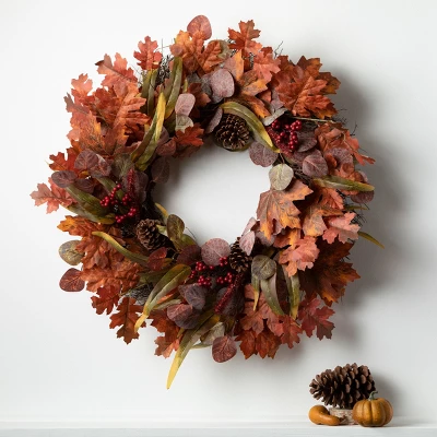 28"H Sullivans Leaf And Pinecone Wreath For Front Door, Multicolored 4 28"H Sullivans Leaf And Pinecone Wreath For Front Door, Multicolored - Image 2
