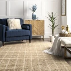 NuLOOM Ella Hand Woven Jute Farmhouse Checkered Flatweave Area Rug -Adesso Store GUEST 4e5af0b6 f933 495e b8fe 2f9aadd00072