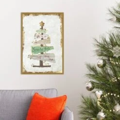 16" X 23" Golden Christmas Tree By PI Studio Framed Canvas Wall Art - Amanti Art -Adesso Store GUEST 4f55987d fadb 416d a364 be97249ee5cc