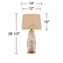 Regency Hill Cottage Table Lamps 26.5" High Set Of 2 Mother Of Pearl Tile Vase Beige Drum Shade For Living Room Family Bedroom Bedside Office -Adesso Store GUEST 4f84a3bf 295b 4713 8e62 4f6a91c056d3