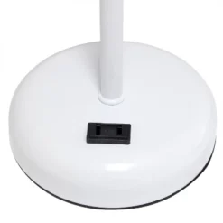 19.5" Bedside Power Outlet Base Metal Table Desk Lamp In White With Gray Fabric Shade - Creekwood Home -Adesso Store GUEST 4fc05de6 dee0 41de a878 1eb4f661a37a