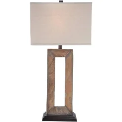 Franklin Iron Works Tahoe Rustic Table Lamp 32" Tall Natural Slate Off White Rectangular Shade For Bedroom Living Room Bedside Nightstand Office Kids -Adesso Store GUEST 50eaa589 c9f1 4c05 ae61 bf5d3cf5db9e