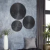 Wood Plate Carved Radial Wall Decor Set Of 3 Black - CosmoLiving By Cosmopolitan