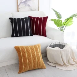 2 Pcs Velvet Fiber Soft Jacquard Striped Decorative Pillow Cover - PiccoCasa -Adesso Store GUEST 578ecb96 bcf5 4262 b5f3 0641628d8a81