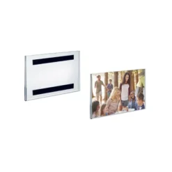 Azar Displays Clear Acrylic Magnet Back Sign Holder Frames 6" W X 4" H - Horizontal / Landscape, 2-Pack