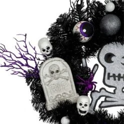 Northlight Purple And Black Spooky Skeleton Pine Halloween Wreath, 24-Inch, Unlit -Adesso Store GUEST 5a3b414b ae67 4581 8d3c 8208dde07cab