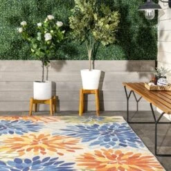 NuLOOM Rosana Floral Machine Washable Indoor/Outdoor Area Rug -Adesso Store GUEST 5bd10033 e69f 4a5d ba45 49d9b1a65538