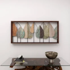 Metal Leaf Varying Texture Wall Decor With Wood Frame Brown - Olivia & May -Adesso Store GUEST 5c55983f 519d 437d a3f6 f4c76db0a15b