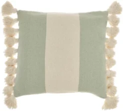 Mina Victory Life Styles Color Block Stripes With Tassel 18"x18" Indoor Throw Pillow -Adesso Store GUEST 5c643cc8 c619 4bf0 8621 b0ce47b3e0be