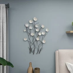 Metal Floral Wall Decor With Capiz Accents White - Olivia & May -Adesso Store GUEST 5de88907 6d2d 49fa ab41 e2b18538be7a