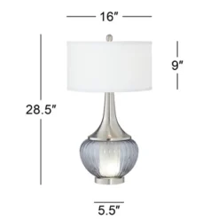 360 Lighting Courtney Modern Table Lamps 28 1/2" Tall Set Of 2 Fluted Smoked Glass With Nightlight White Linen Drum Shade For Living Room Nightstand -Adesso Store GUEST 60ab333c 4920 445c b40e 3ccf9b8671c1